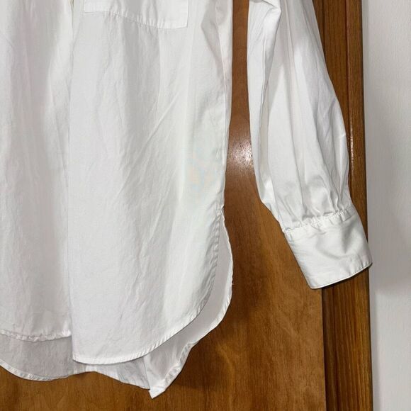 Open Edit Women White Organic Cotton Poplin Oversize Button Down Blouse Small - Picture 11 of 13